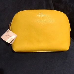 NWT Coach Yellow Leather Cosmetic Case